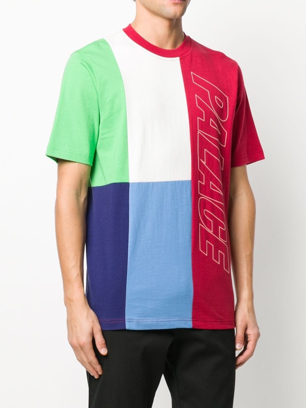 PALACE Multicolor Panel Short-Sleeve Crewneck T-Shirt - Red, White, Green, Blue